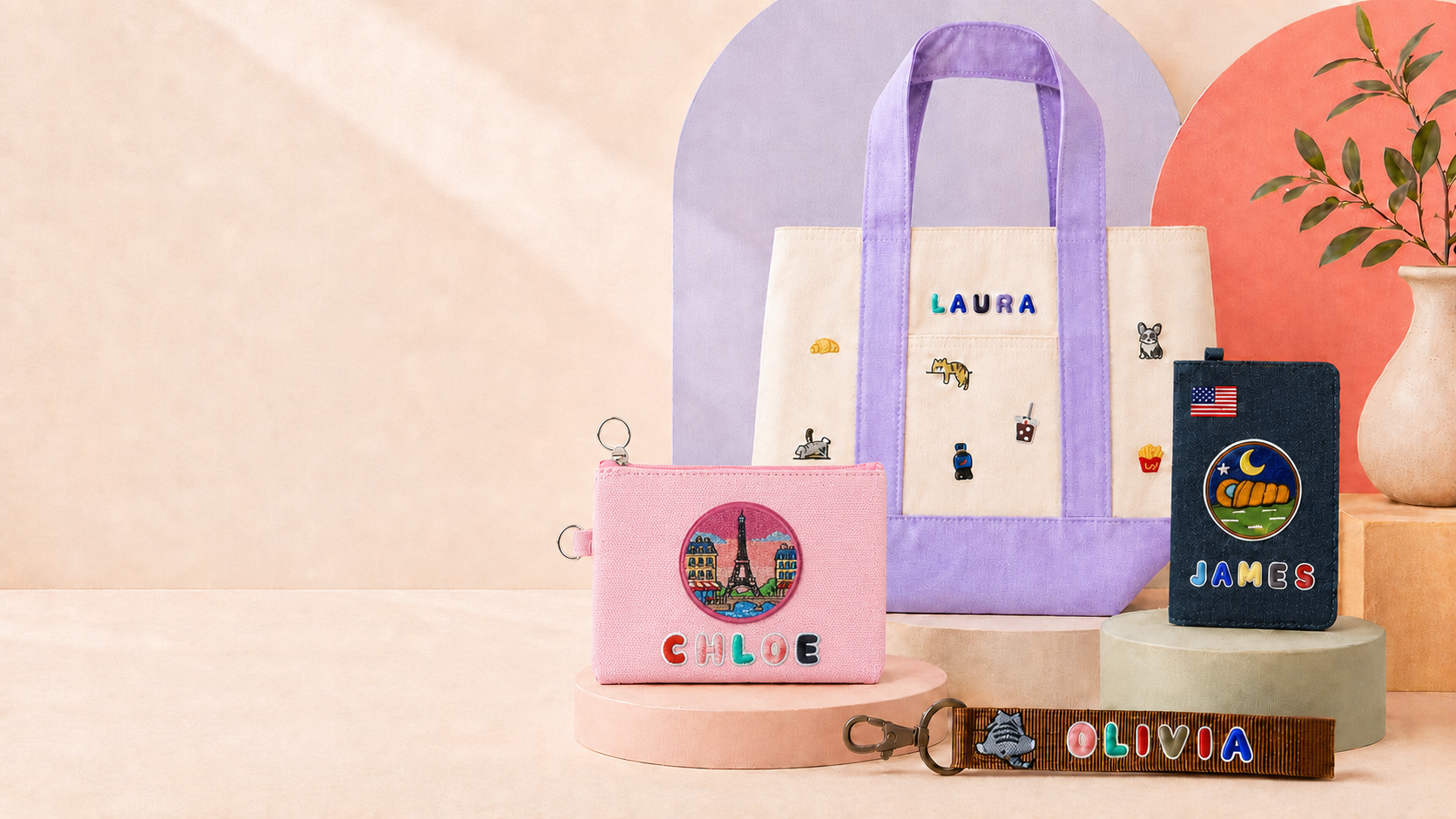 Personalized handmade bags, pouches, and embroidered patches from Epi Design Studio
